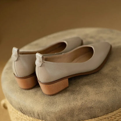 Women's Block Heel Pumps Pointed Toe Slip On Work Shoes