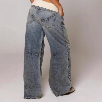 Baggy Wide-Leg Jeans mit Rippbund & Urban Streetstyle