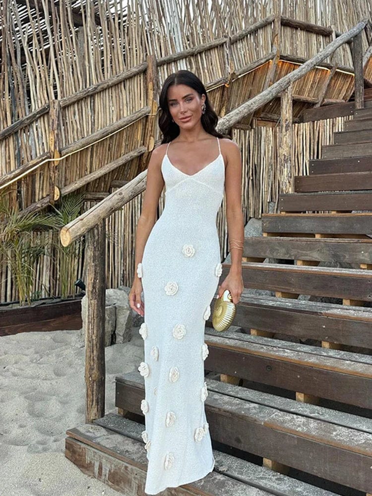 Remy - Backless Floral Maxi Halter Neck Dress