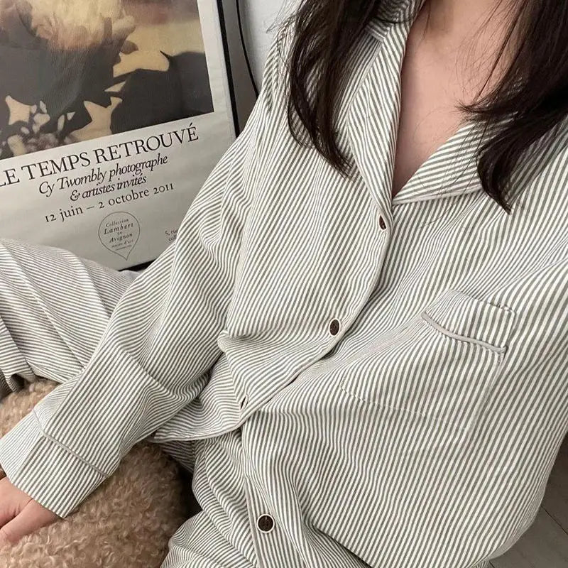 Women’s Striped Cotton Pajama Set – Soft Premium Loungewear