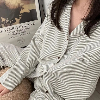 Women’s Striped Cotton Pajama Set – Soft Premium Loungewear