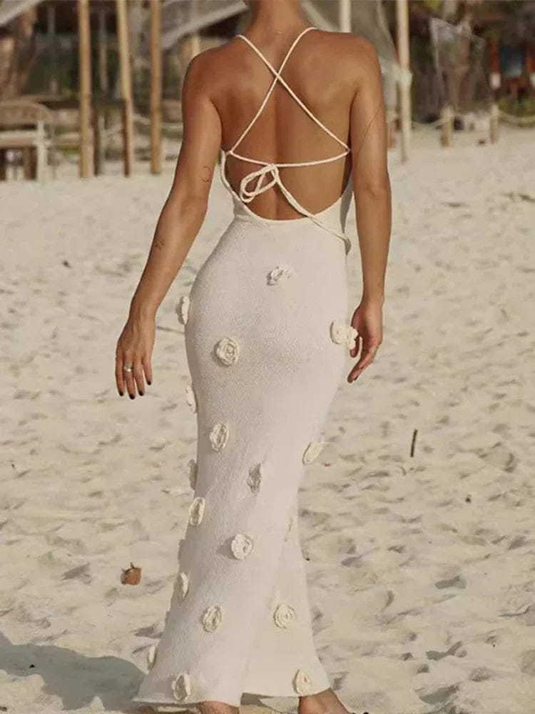 Remy - Backless Floral Maxi Halter Neck Dress
