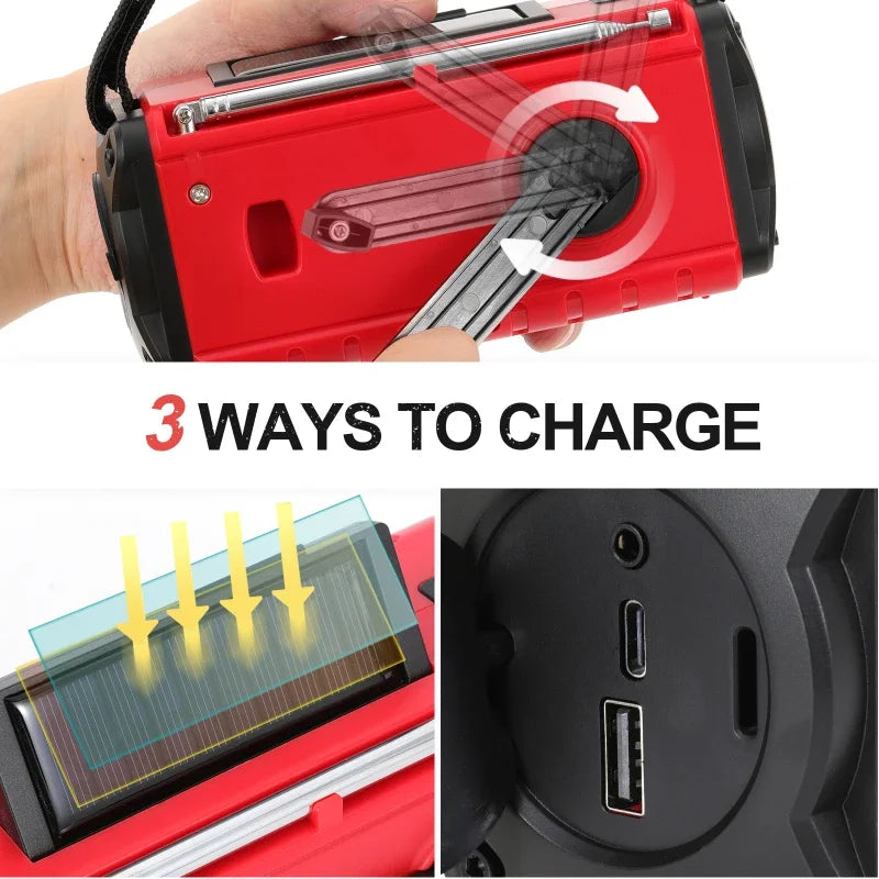 Emergency Radio 10000 Solar Hand Crank AM/FM/SW/NOAA Weather Alert Radio with Headphone Jack Flashlight Reading Lamp SOS Alarm