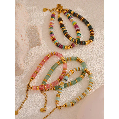 Sylvia Colorful Natural Stone Beaded Bracelet – Boho Chic Jewelry | Huna Jewelry