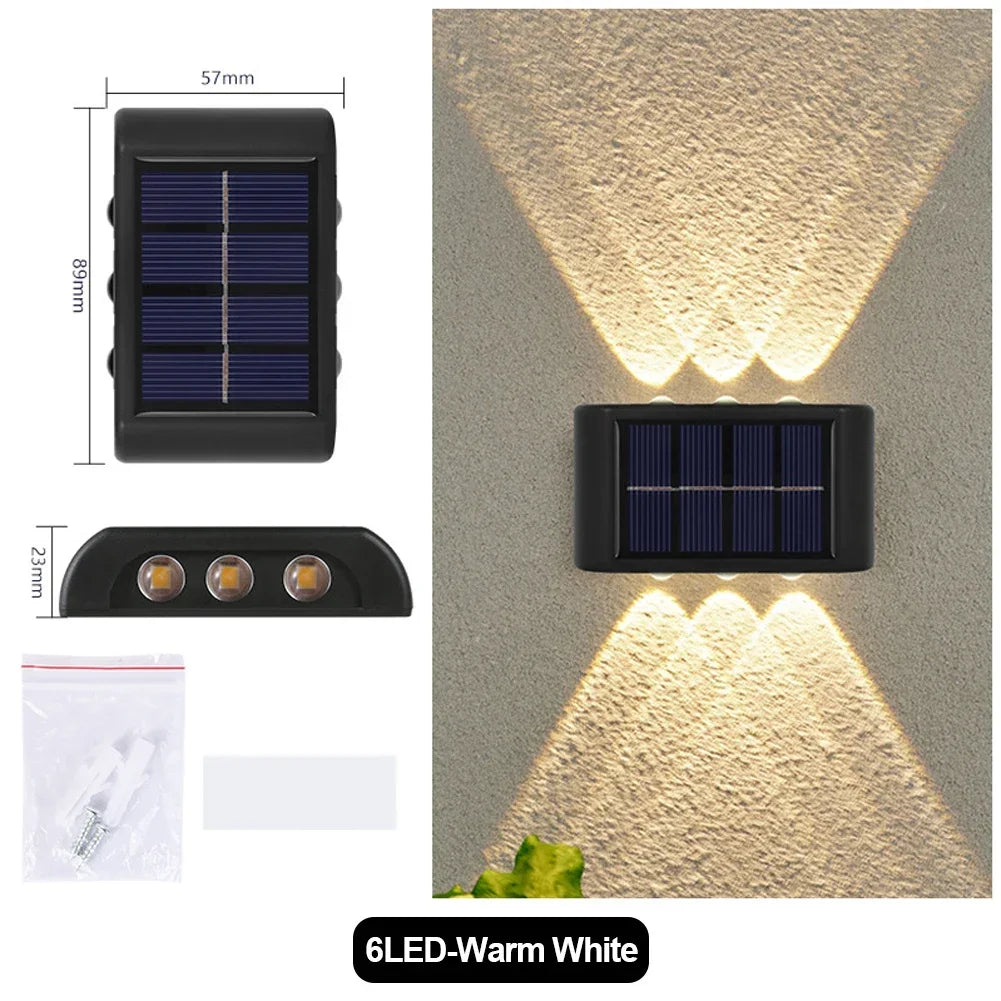 LED Solar Wall Lamp Outdoor Waterproof Up and Down Luminous Lighting Garden Decoration Solar Lights Stairs Fence Sunlight Lamp