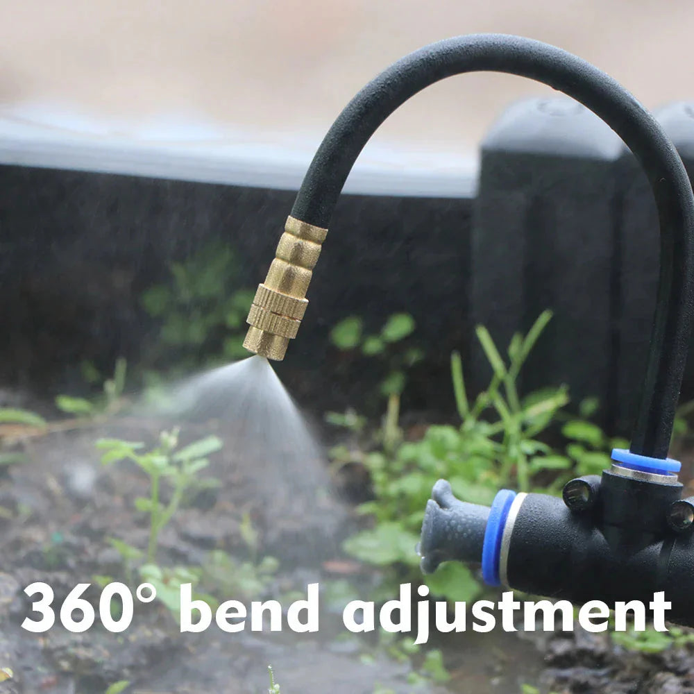 Garten-Bewässerungsset mit Vernebelungsdüsen – 20 m Schlauch mit 20 Sprinklerdüsen Zorenza