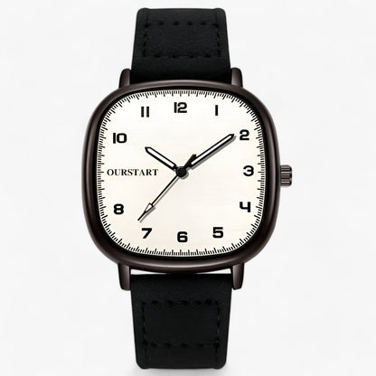 watches : Horloge Dames Groen - Vintage Firkanthøj - Elegante met Leren Band in Zwart van Pantino