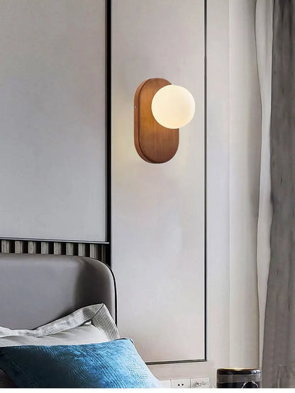 ZenLight Hikari Wandleuchte – japanische Wandleuchte aus Massivholz mit Milchglas | Vintage-Nordic-Design