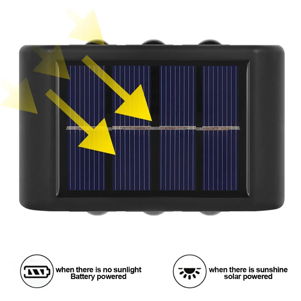 LED Solar Wall Lamp Outdoor Waterproof Up and Down Luminous Lighting Garden Decoration Solar Lights Stairs Fence Sunlight Lamp
