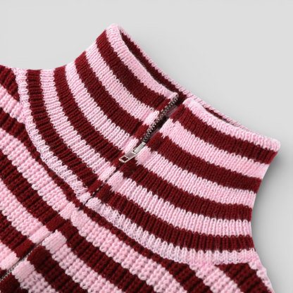 Pull Femme à Rayures Col Roulé