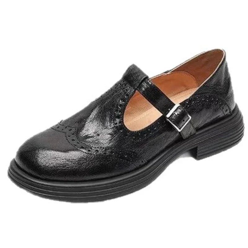 Lily | Classic Women Leather T-Strap Shoes