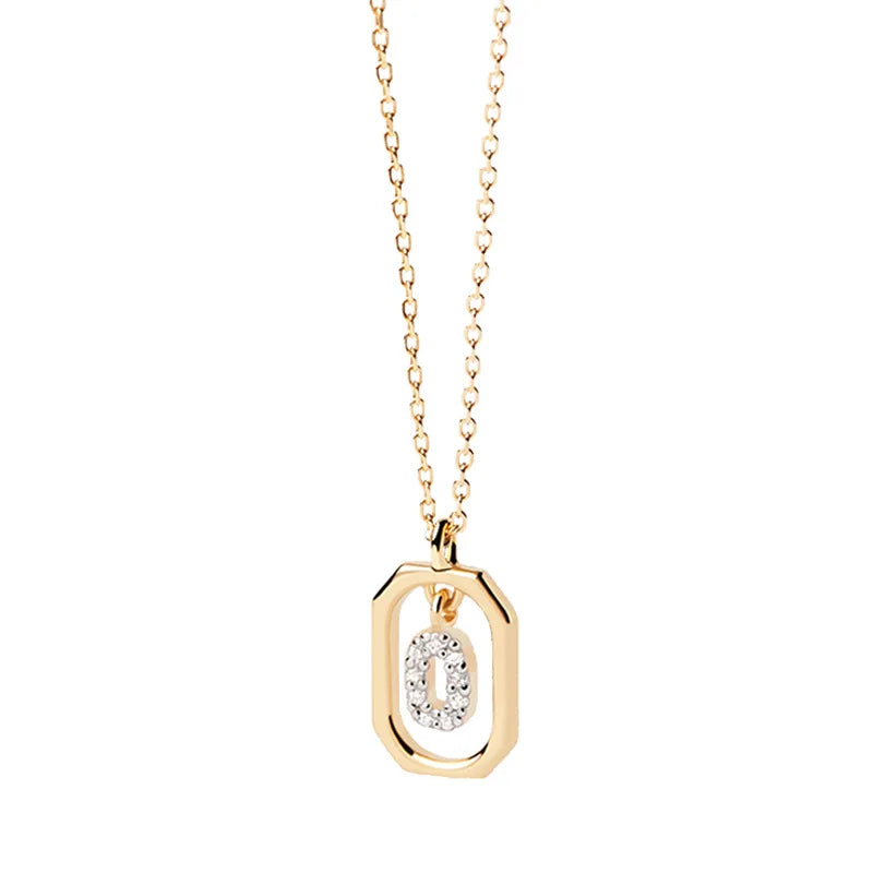 Collana Iniziale Personalizzata con Zirconi | Placcata in Oro – Ciondolo Lettera Alfabeto