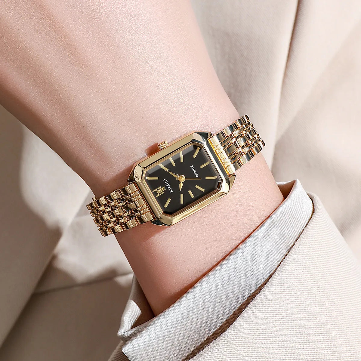 Seriva Quarzuhr – Rechteckige Damenarmbanduhr mit Metallarmband