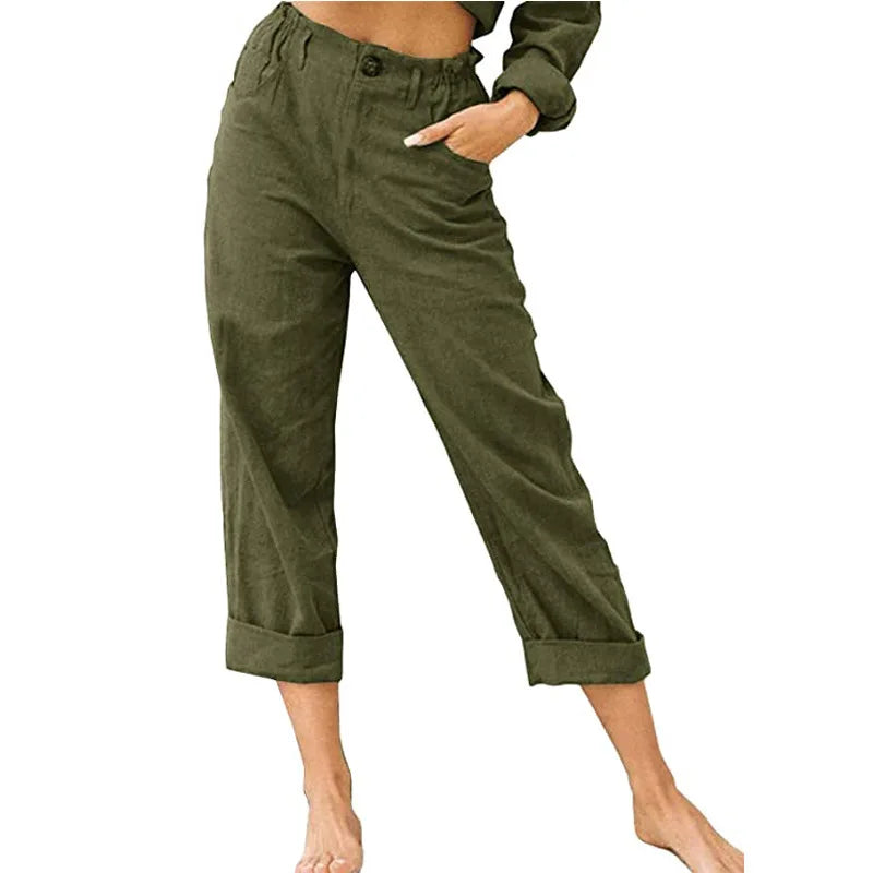 Amalia - Damen Baumwolle Cropped Hose