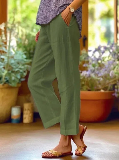 Séraphine | Linen-Cotton Straight-Leg Trousers