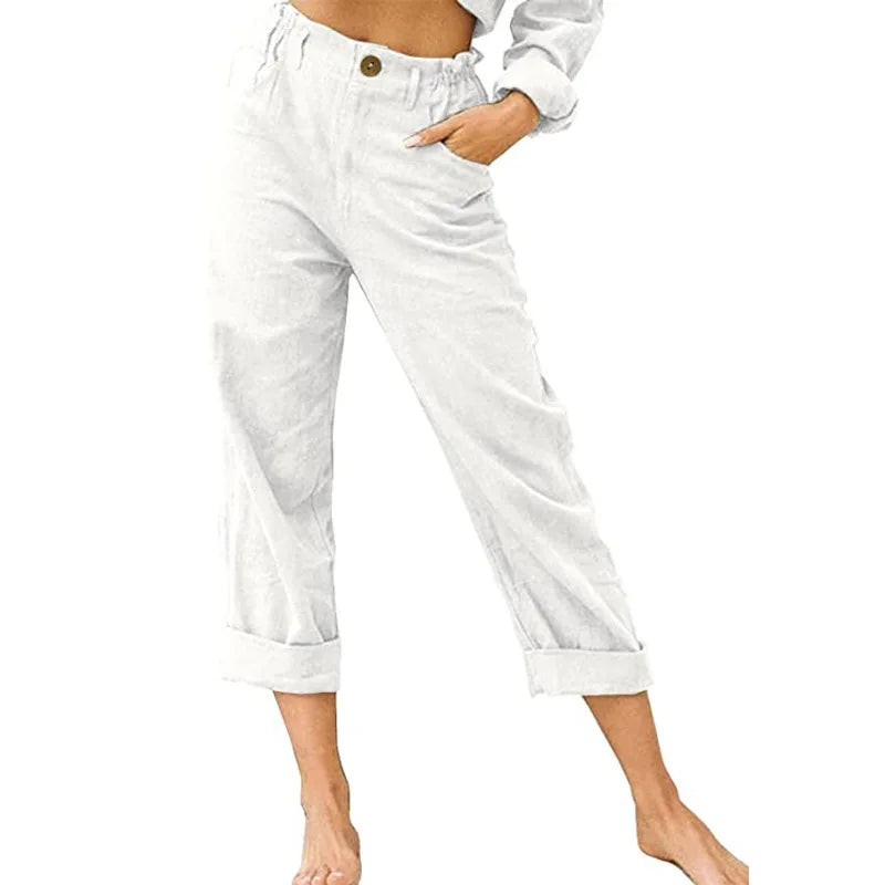 Amalia - Damen Baumwolle Cropped Hose