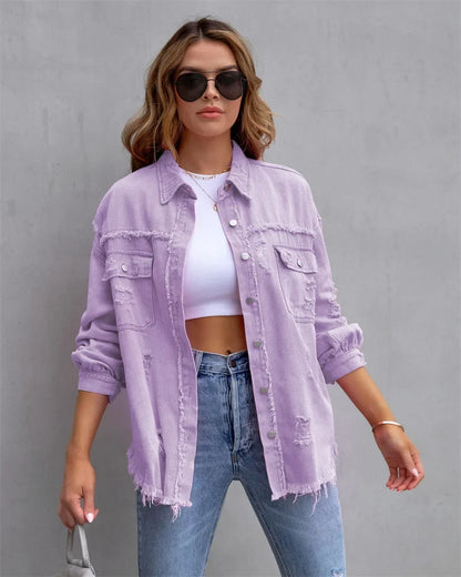 Boho damjeansjacka med höstlig Ibiza-känsla & slim fit – Yara