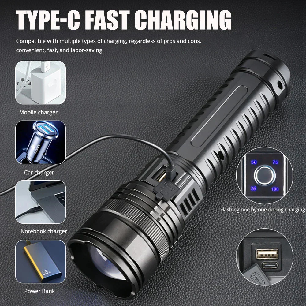 Oplaadbare 10000 Lumen LED Zaklamp – Striker