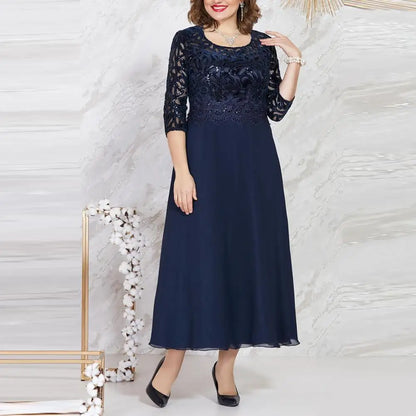 Plus Size Lace Chiffon Dress