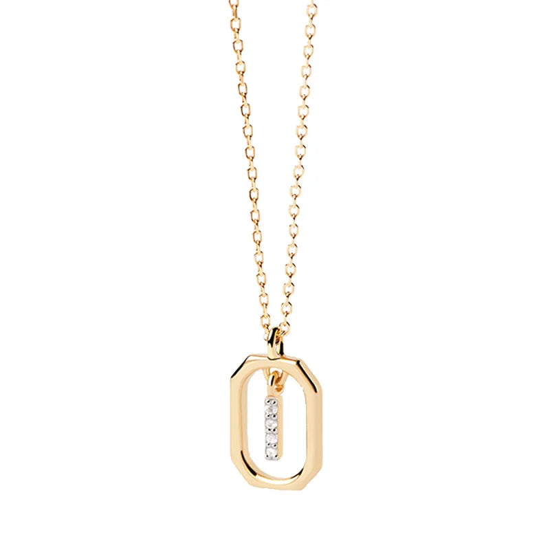 Collana Iniziale Personalizzata con Zirconi | Placcata in Oro – Ciondolo Lettera Alfabeto