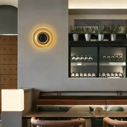 LuxRoyale Nordic Simple Round Gold-Toned Wall Light Circular LED Sconce