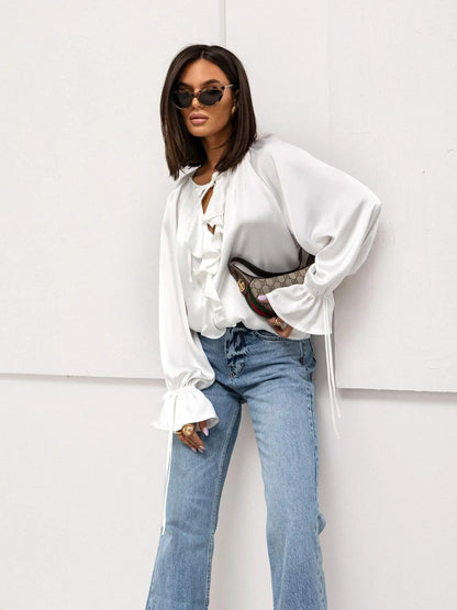 Liora | Satin Ruffle Blouse