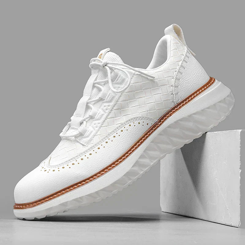 Men's Genuine Leather Casual Mesh Sneakers