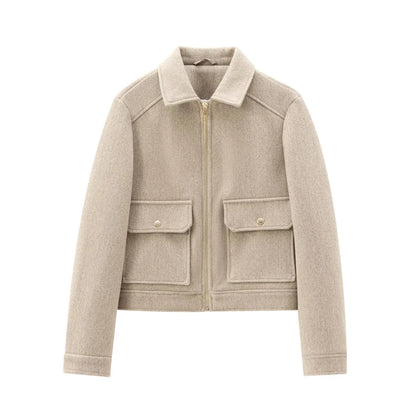 Emily | Women Zippered Wool Bomber jacket