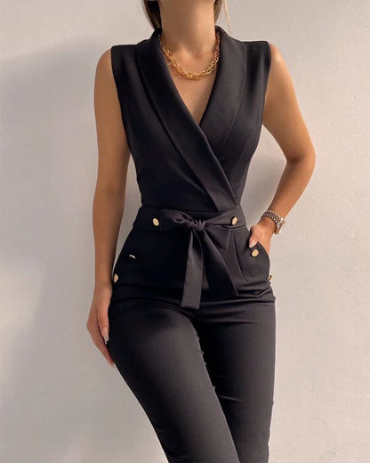 Migliora il tuo stile autunnale con la tuta JODY Chic con scollo a V