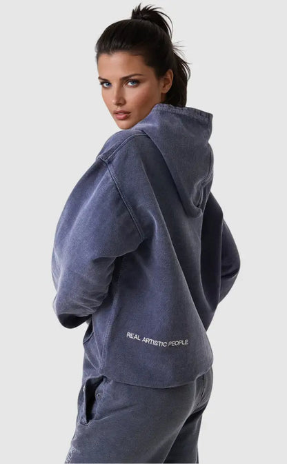 Sweat à Capuche Bleu avec Imprimé "For the Culture"