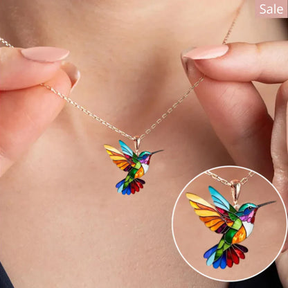 Elegant Hummingbird Necklace - Colourful Bird Design