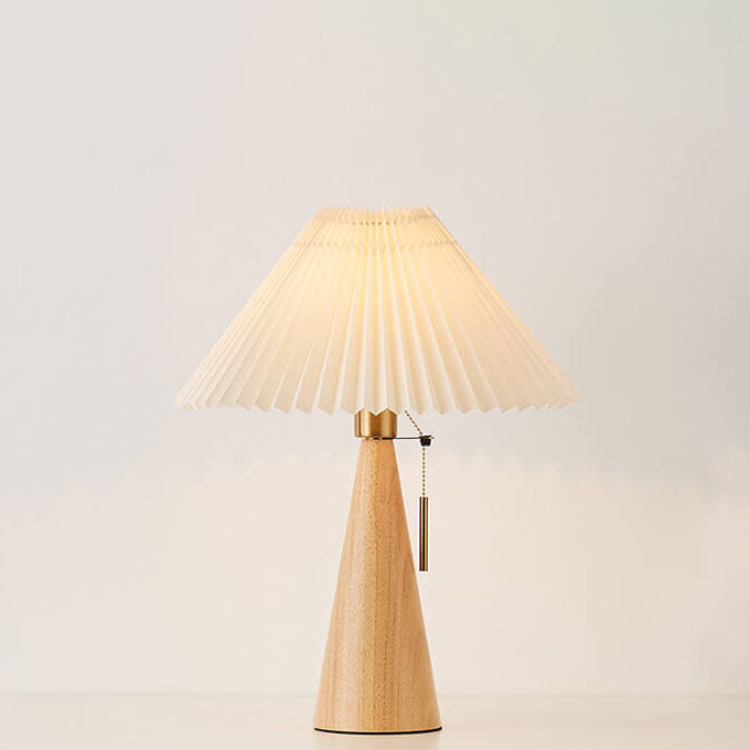 Eronix - Japanische Minimalistische Vintage Tischlampe mit Holz Stoff und LED