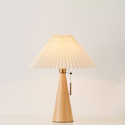 Eronix - Japanische Minimalistische Vintage Tischlampe mit Holz Stoff und LED