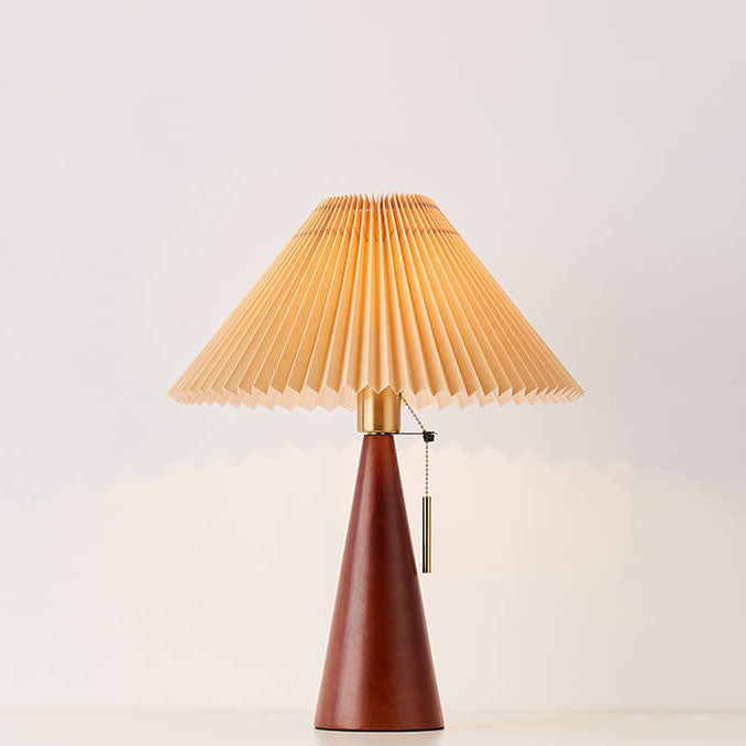 Eronix - Japanische Minimalistische Vintage Tischlampe mit Holz Stoff und LED
