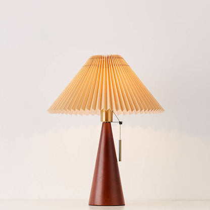 Eronix - Japanische Minimalistische Vintage Tischlampe mit Holz Stoff und LED
