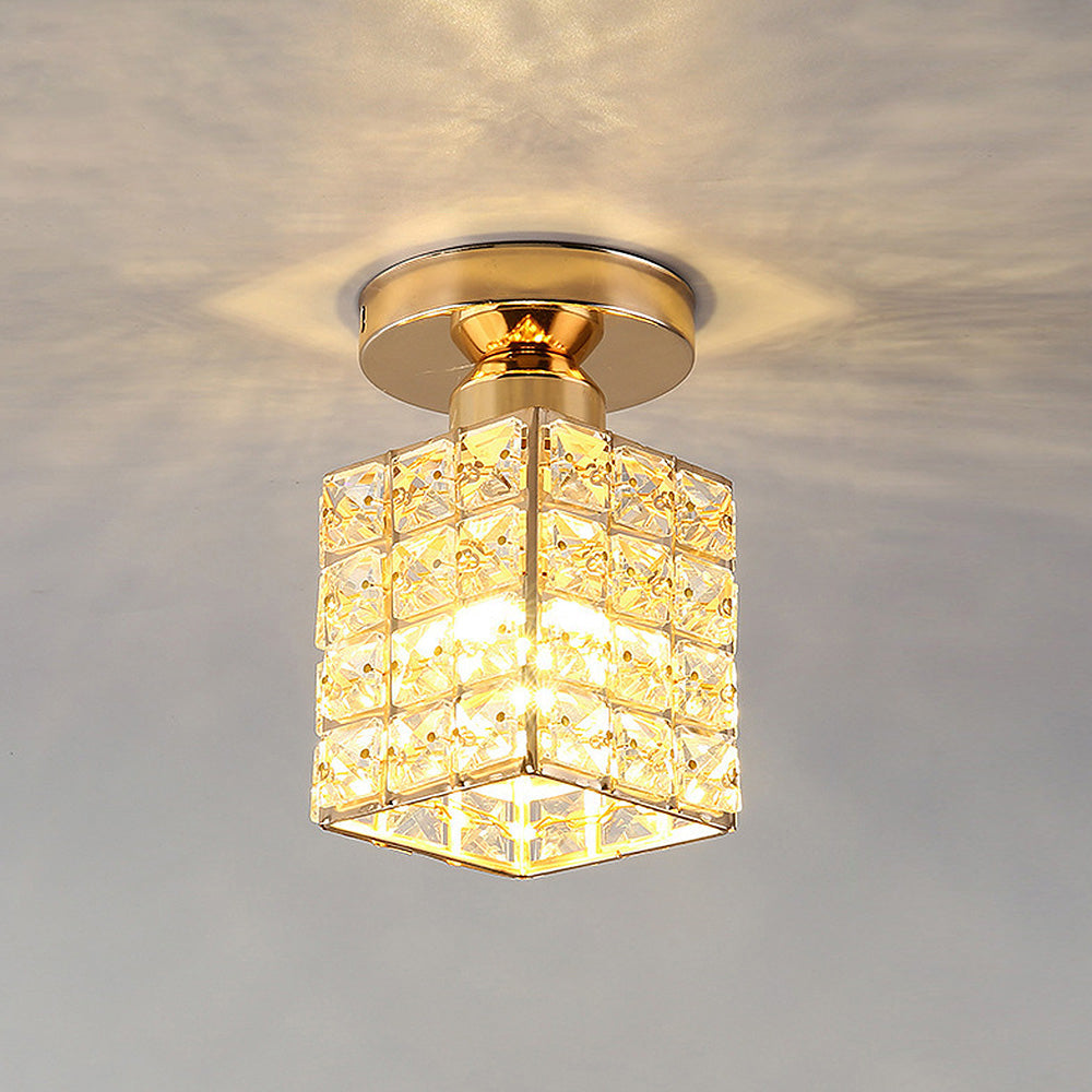 Elara | Plafondlamp – Modern Kristal Design in Goud & Glas