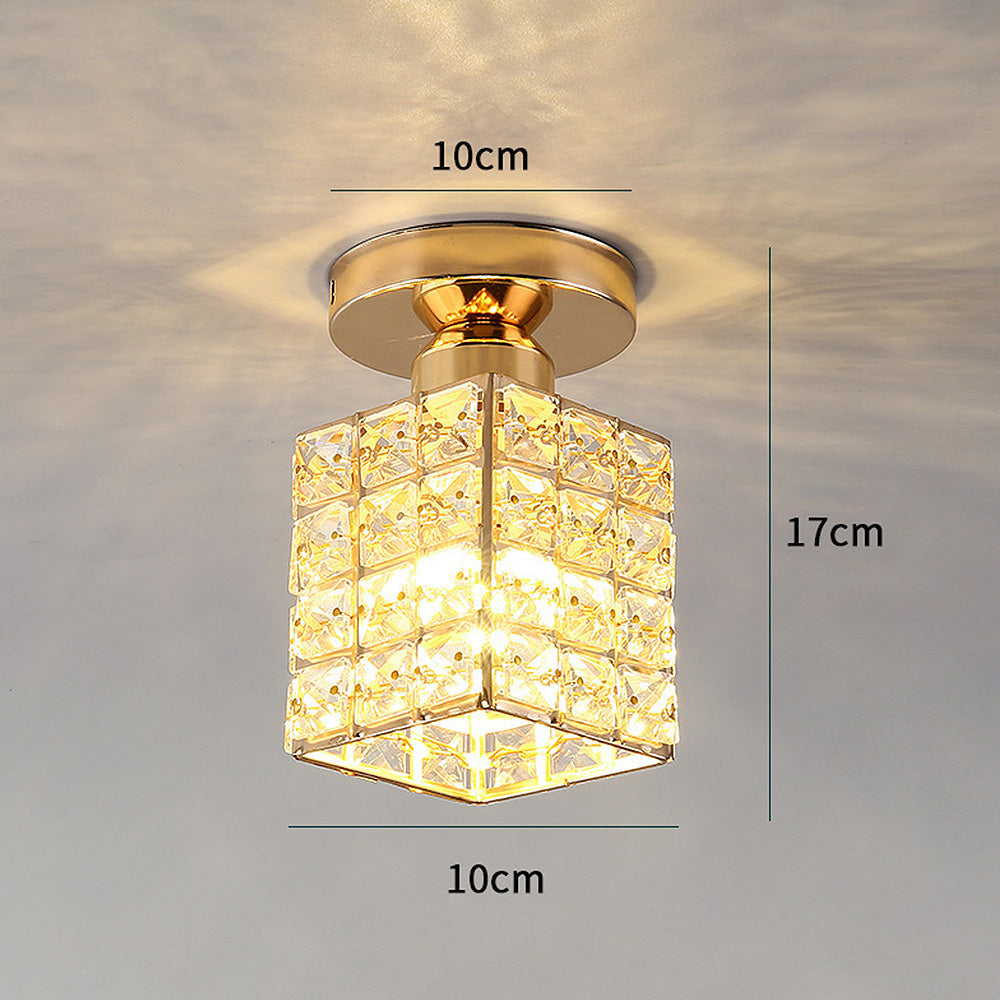 Elara | Plafondlamp – Modern Kristal Design in Goud & Glas