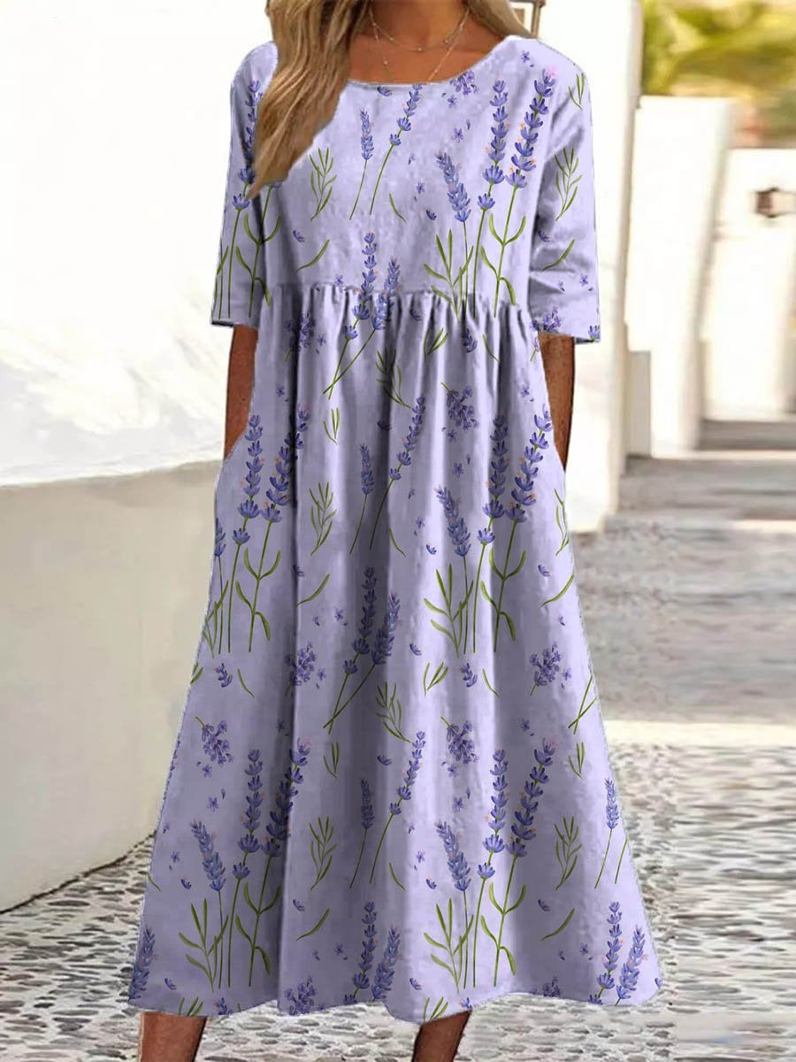 Elżbieta - Sukienka boho midi z nadrukiem