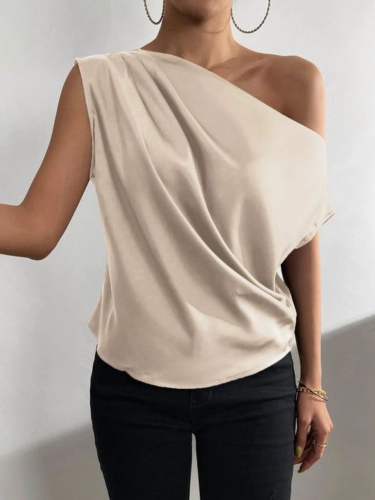 Haut Femme Asymétrique Épaule Dénudée – Top Moderne Élégant