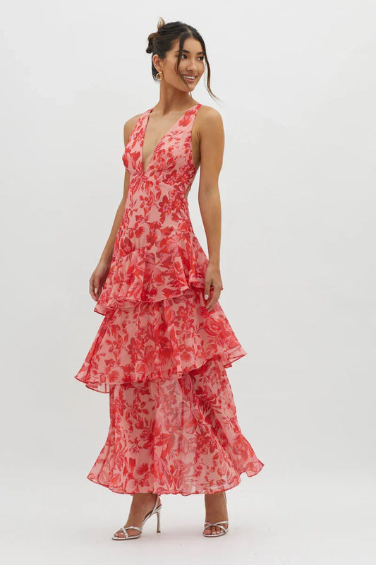 LISA | Elegante blomstrete midikjole