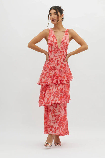 LISA | Elegante blomstrete midikjole