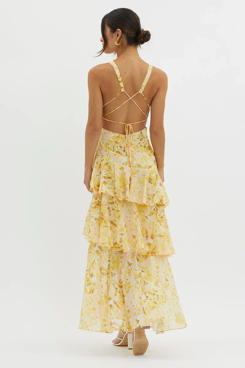 LISA | Elegante blomstrete midikjole
