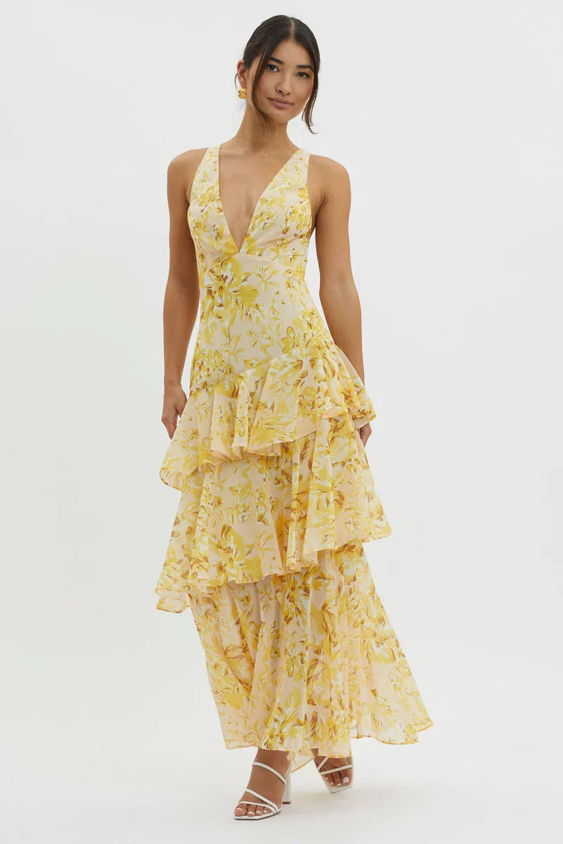 LISA | Elegante blomstrete midikjole