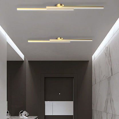 SUENTA Moderne Aluminium Halbbündige Langstreifen LED Deckenleuchte Gold Weißes Licht