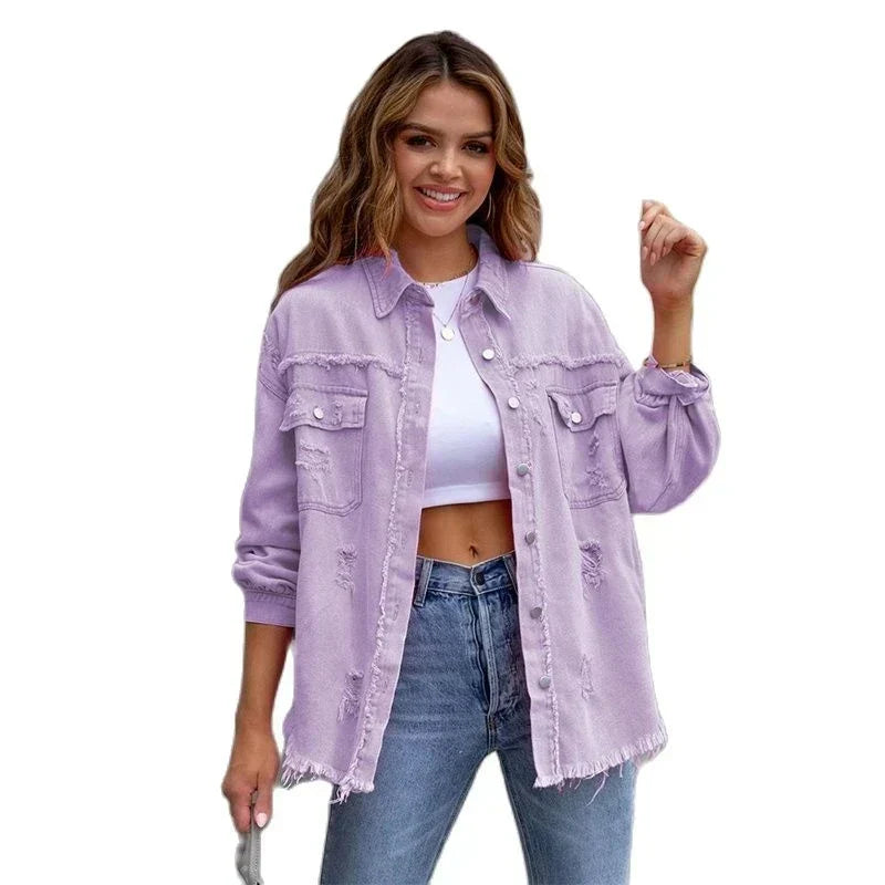 Boho damjeansjacka med höstlig Ibiza-känsla & slim fit – Yara