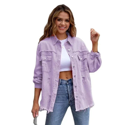 Boho damjeansjacka med höstlig Ibiza-känsla & slim fit – Yara
