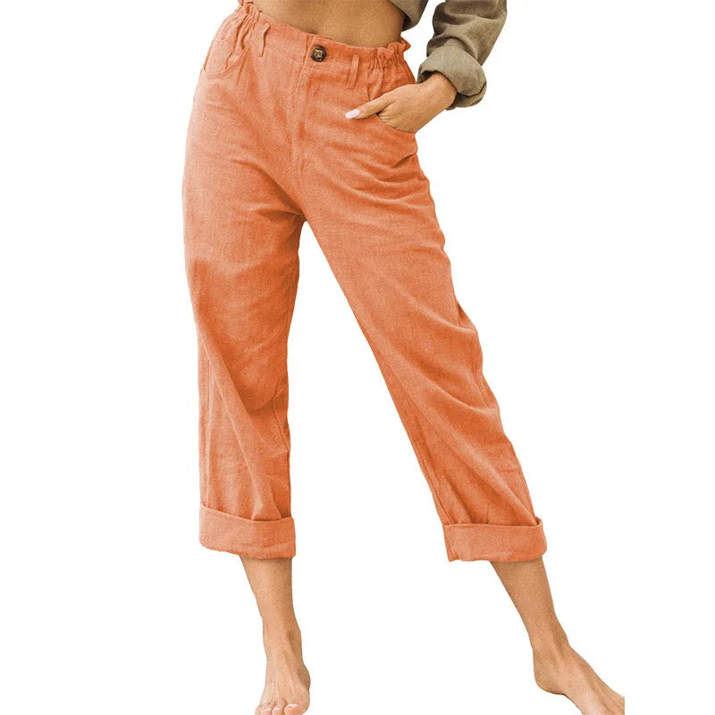 Amalia - Damen Baumwolle Cropped Hose