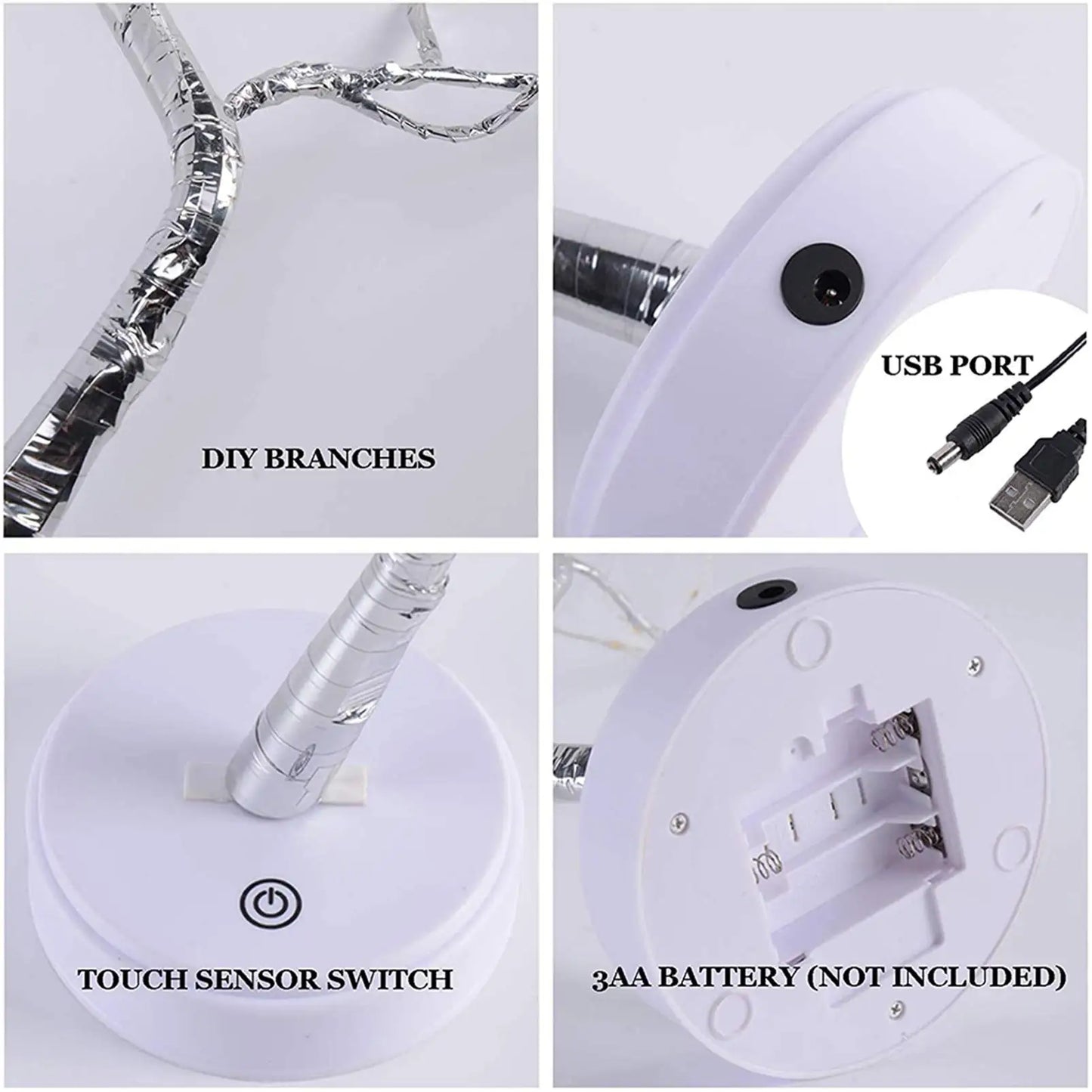Auralyn – 108 LED Bonsai Tafellamp met Afstandsbediening en USB