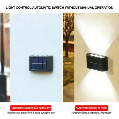 LED Solar Wall Lamp Outdoor Waterproof Up and Down Luminous Lighting Garden Decoration Solar Lights Stairs Fence Sunlight Lamp