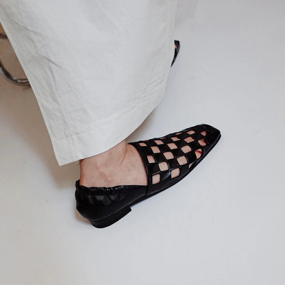 Ravello Checkered Leather Mules